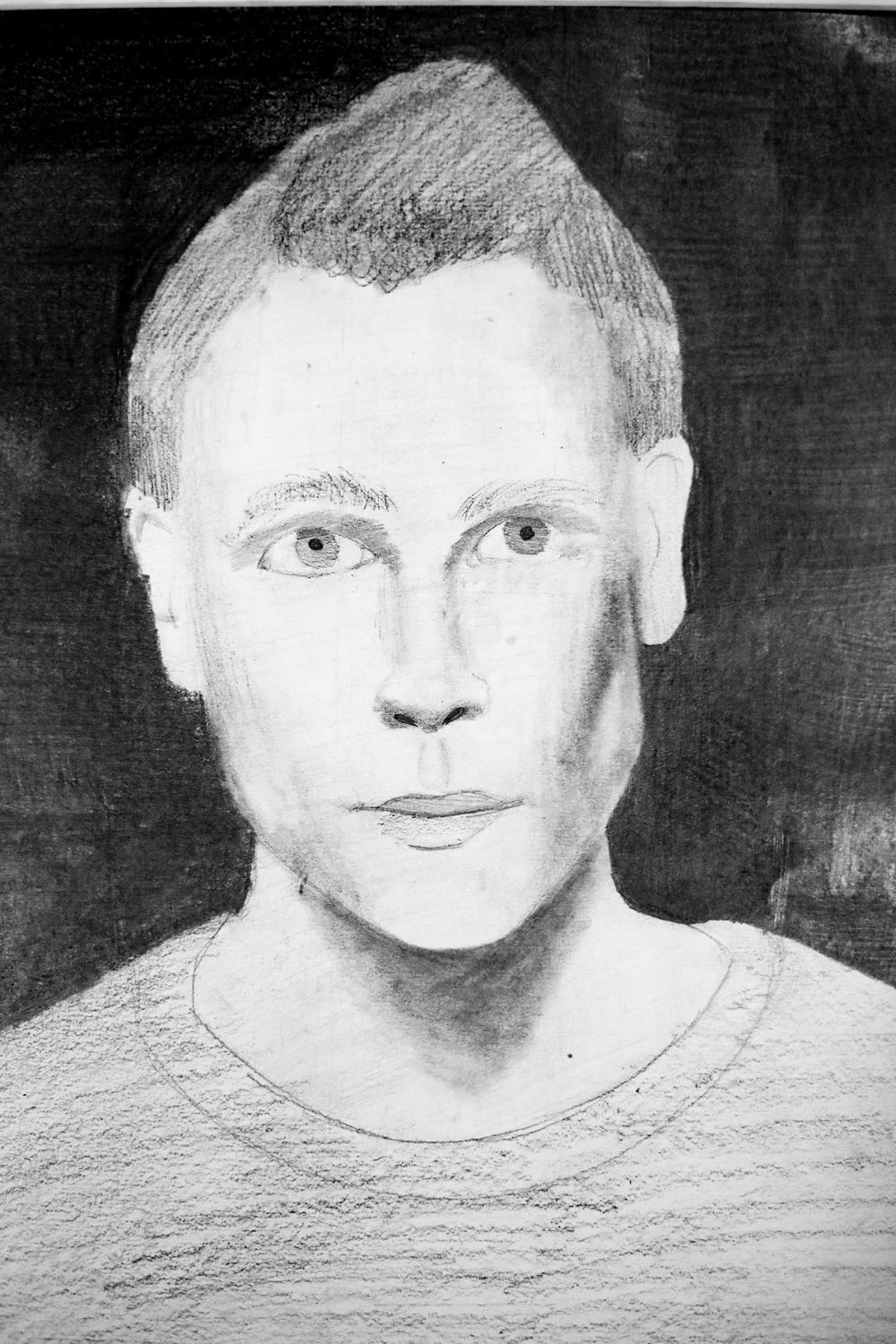 Pencil drawing of man with short hair