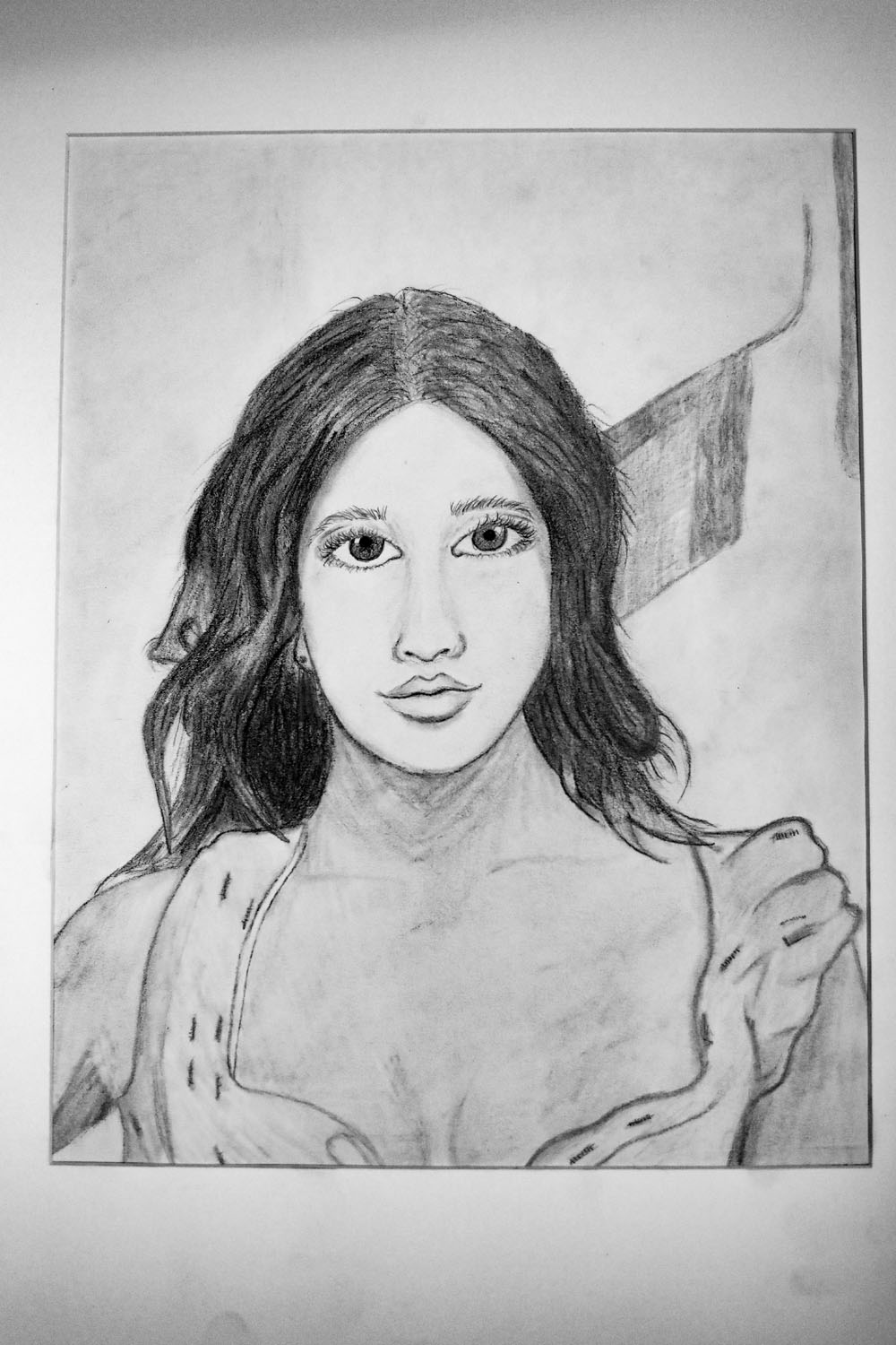 Pencil drawing of a woman in a dress