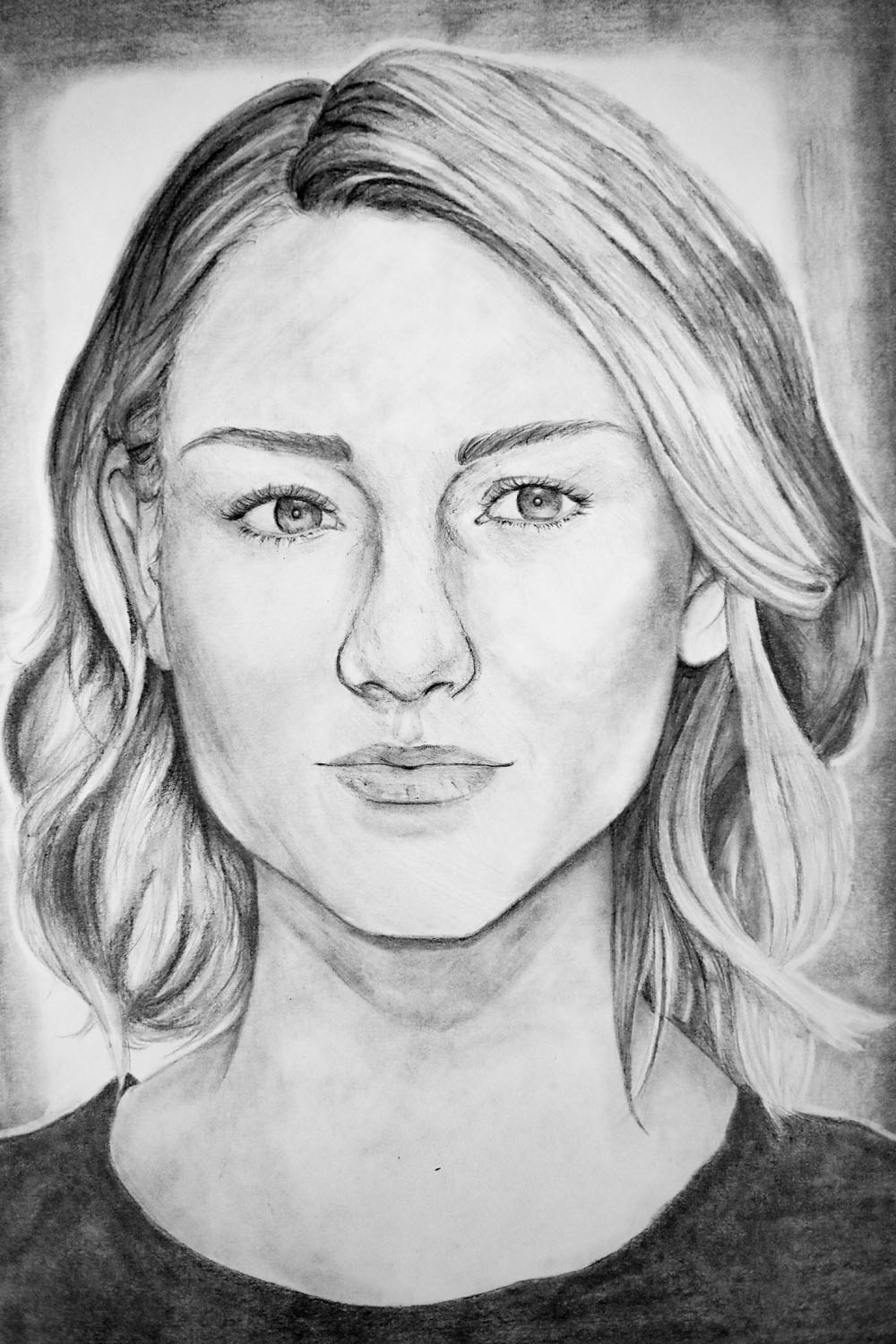Pencil drawing of young woman