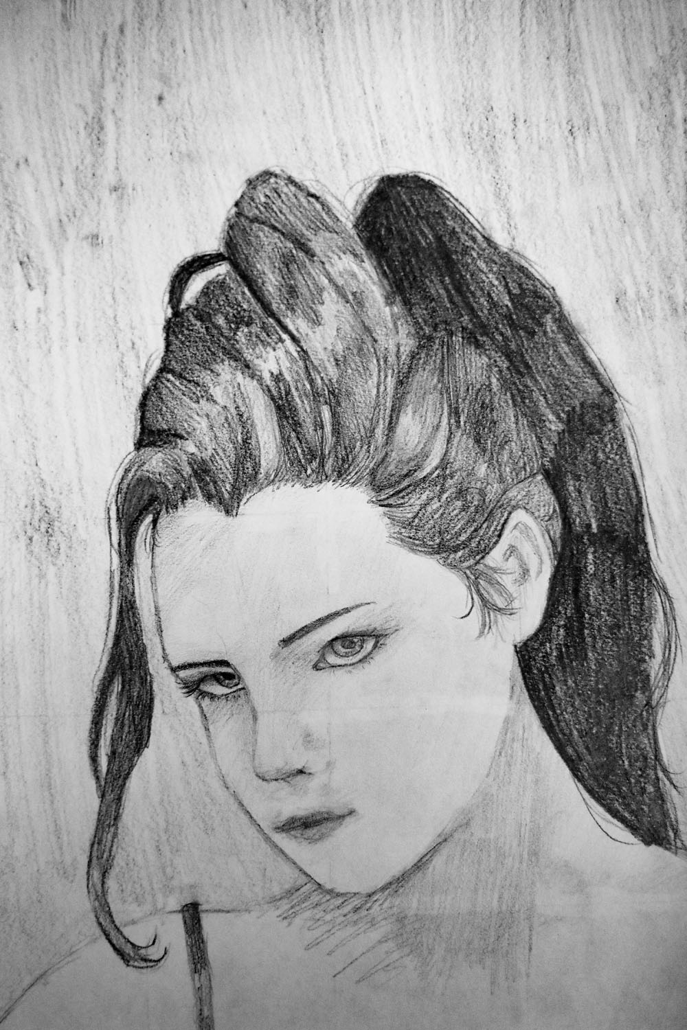 Pencil drawing of a young woman