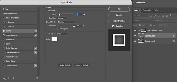 Layer Style with the stroke settings