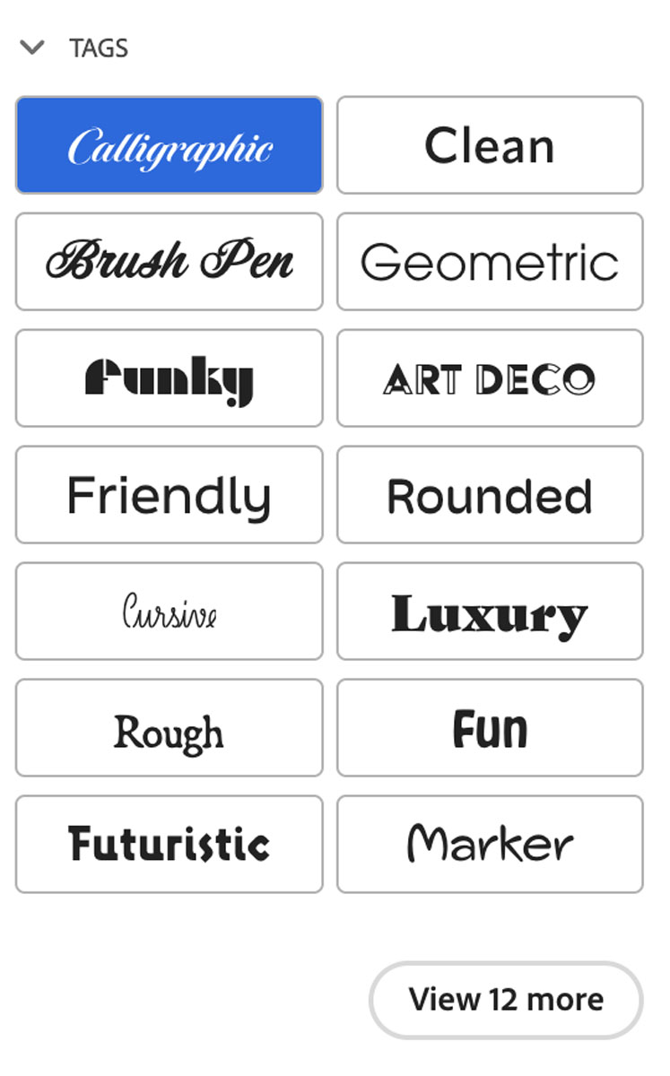 Tags in Adobe Fonts