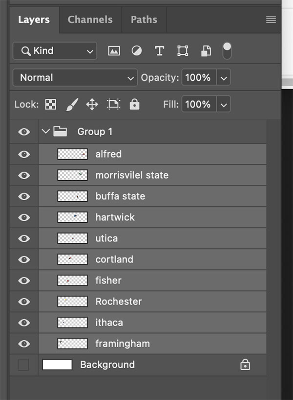 Layers panel with layers highlighted