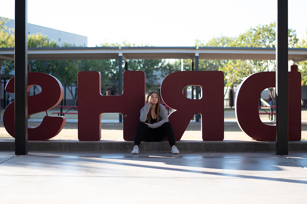 Aidyn Ruiz Leaning on the letters