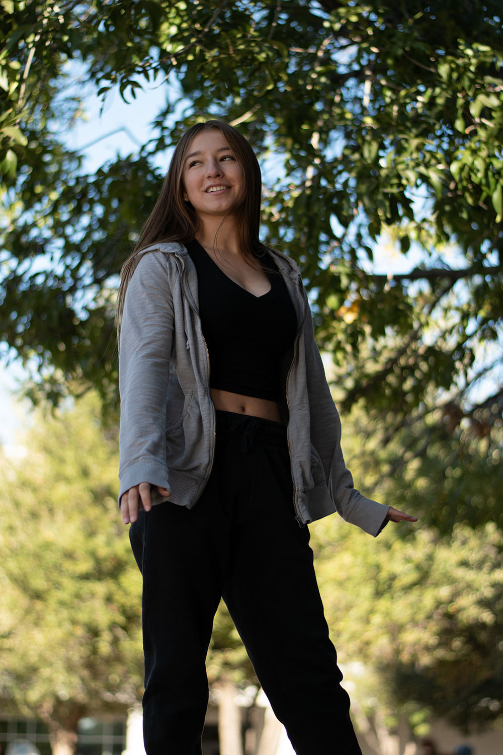 Aidyn Ruiz standing in the courtyard