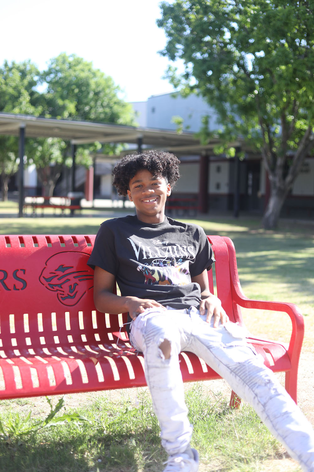 Kris on a bench