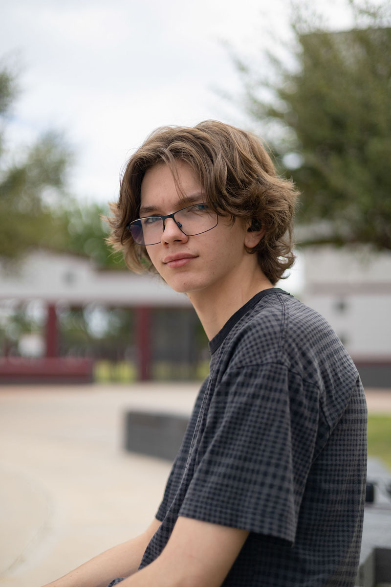 Brandon in the courtyard at DRHS