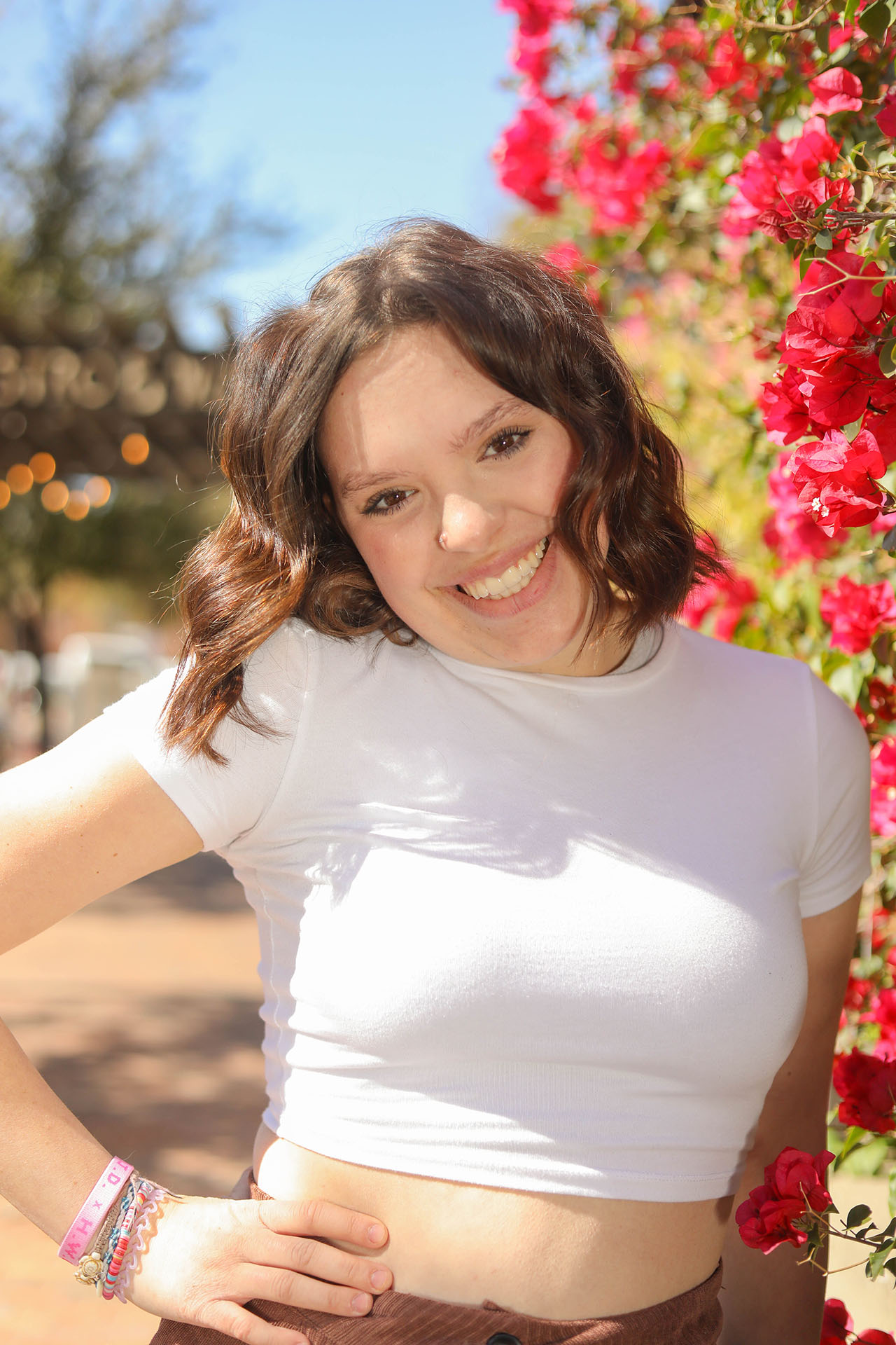 Brooke in the flowers at Tempe Town Lake