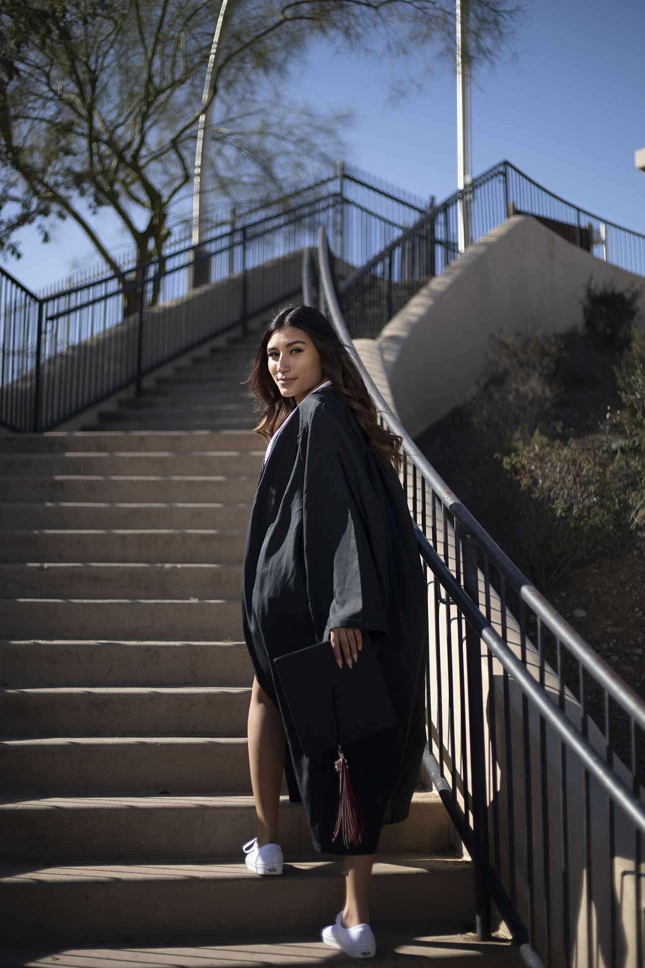 Janelle on the stairs at Tempe Town Lake