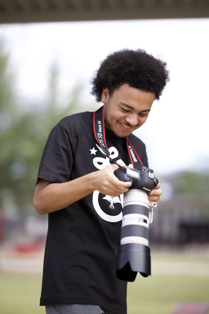 Damon checking out the image that he took