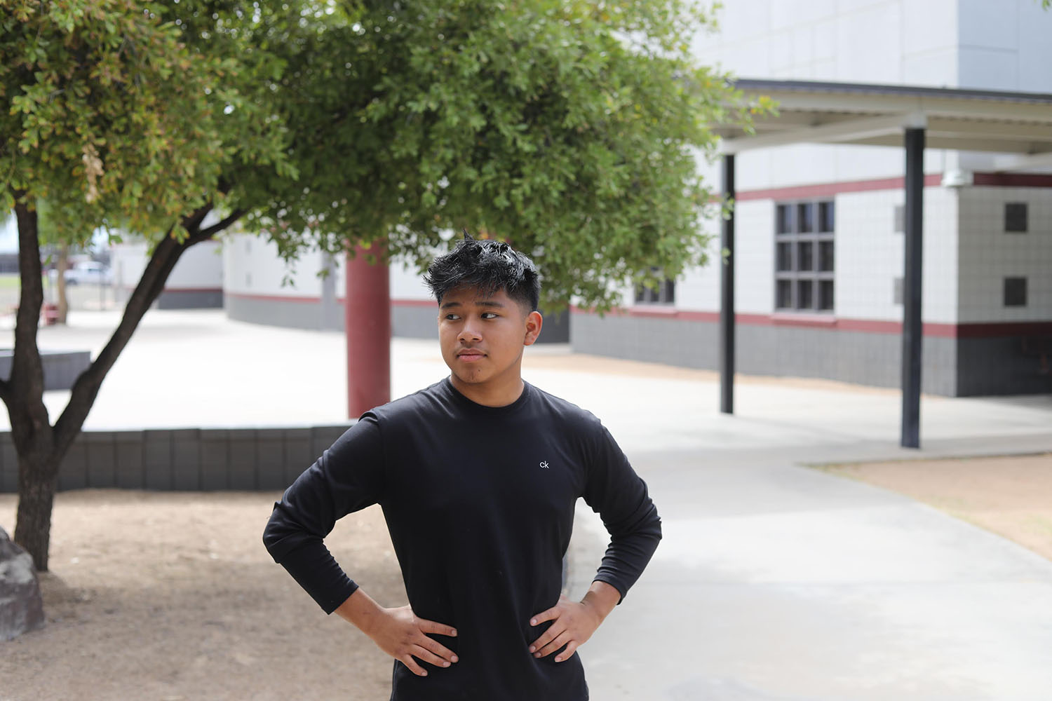 Victor looking over the courtyard