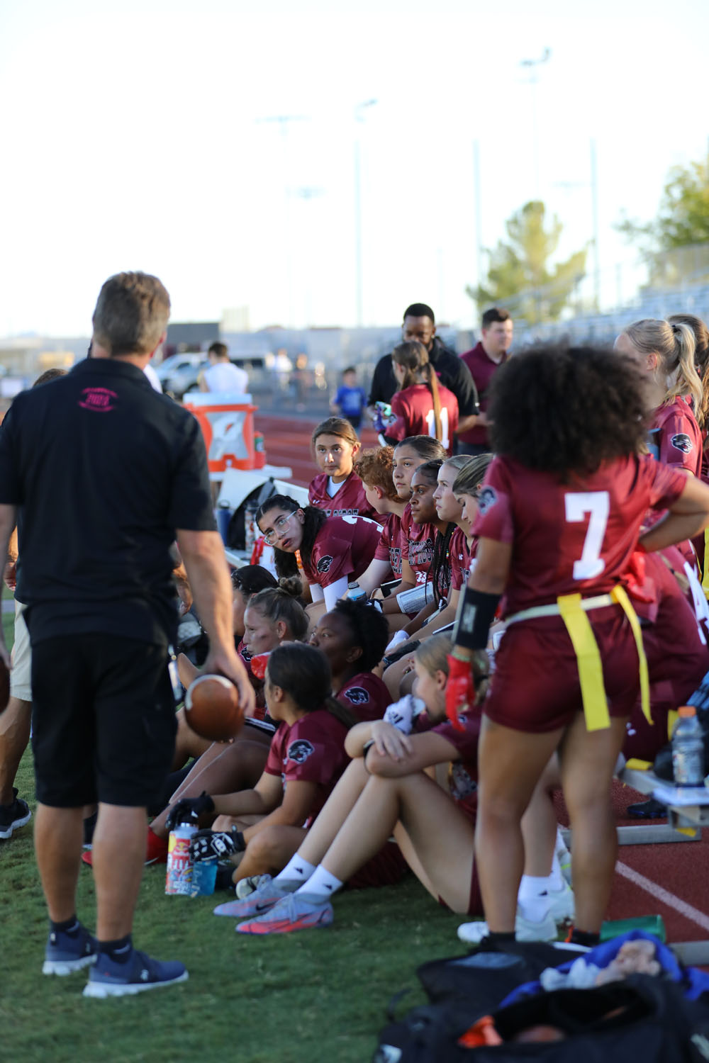 Coach talking to the team