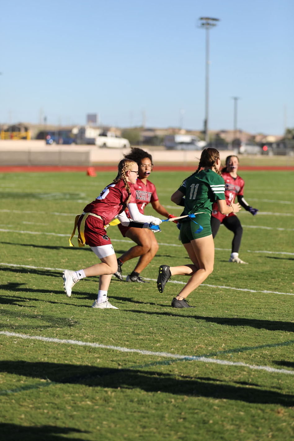 Tackle by grabbing the flag