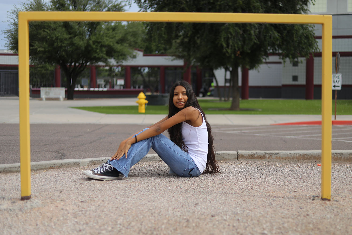 Marlee sitting outside of DRHS