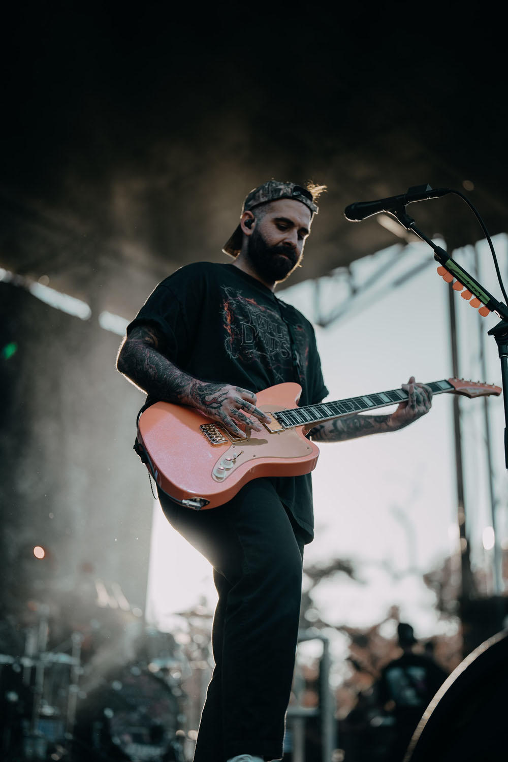 Guitarist playing his guitar