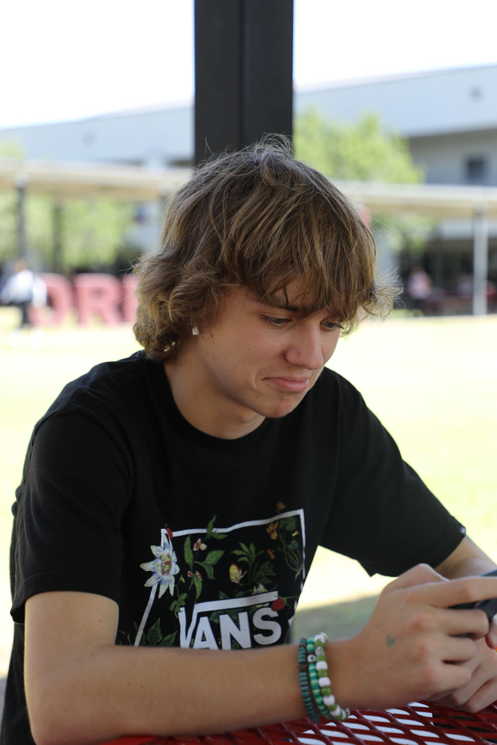 Student at a table