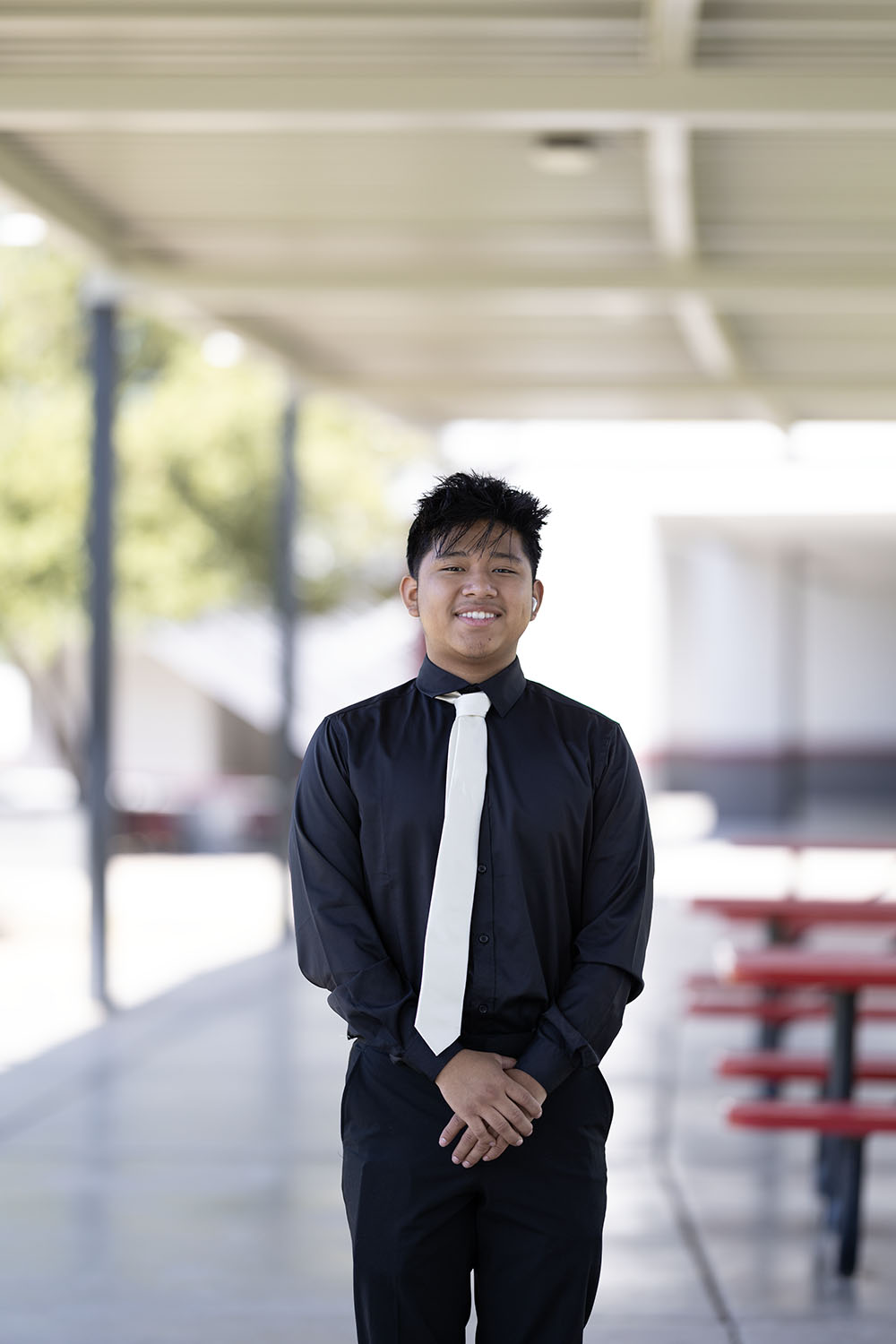 Victor smiling in the DRHS courtyard