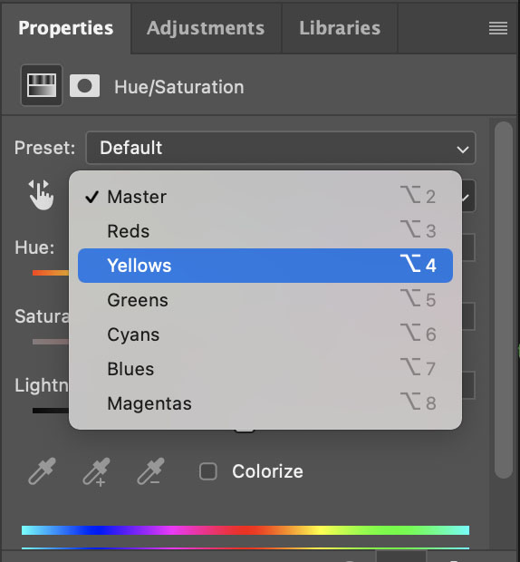 Yellow Option in the master dropdown menu