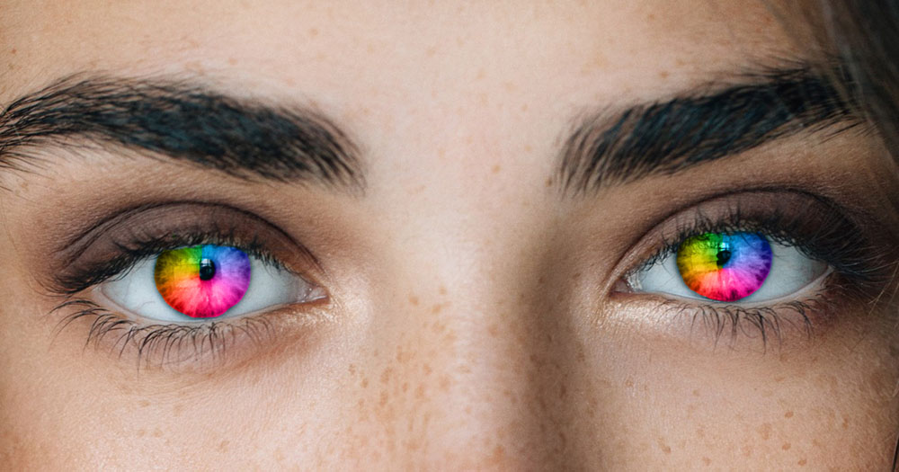 girl with rainbo eyes