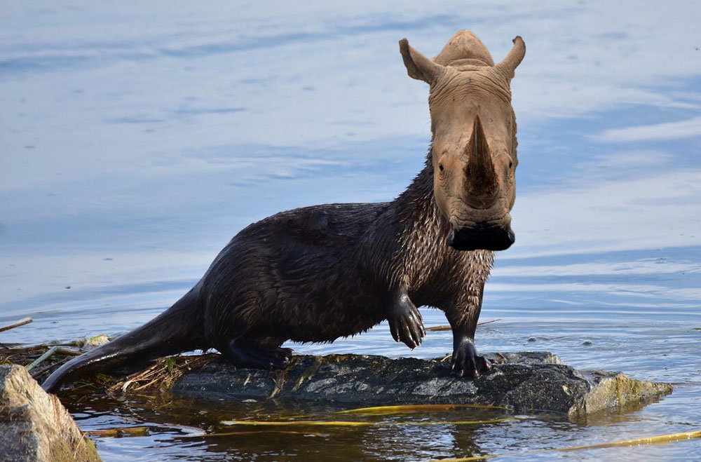 Otter with a rino head