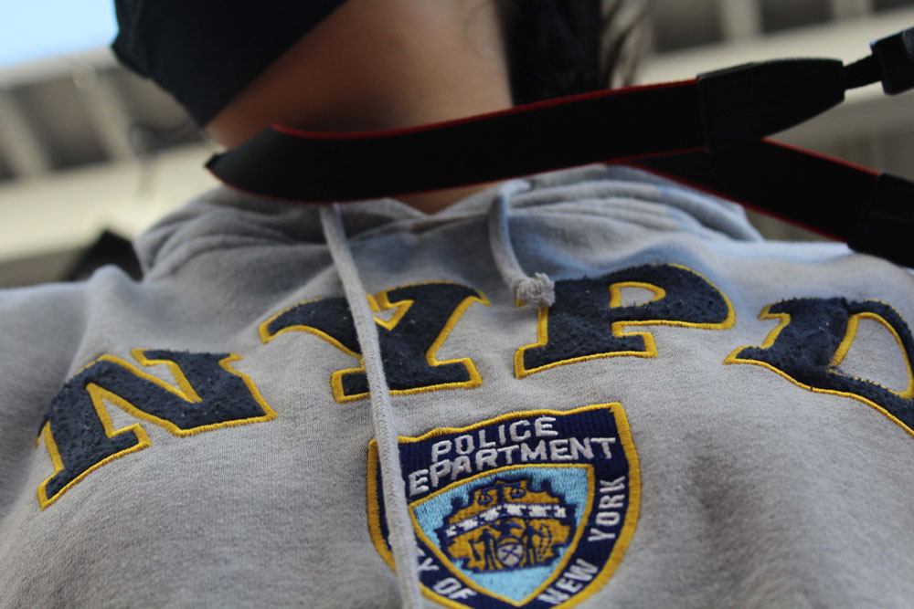 Close Up of Sofia's NYPD Hoodie