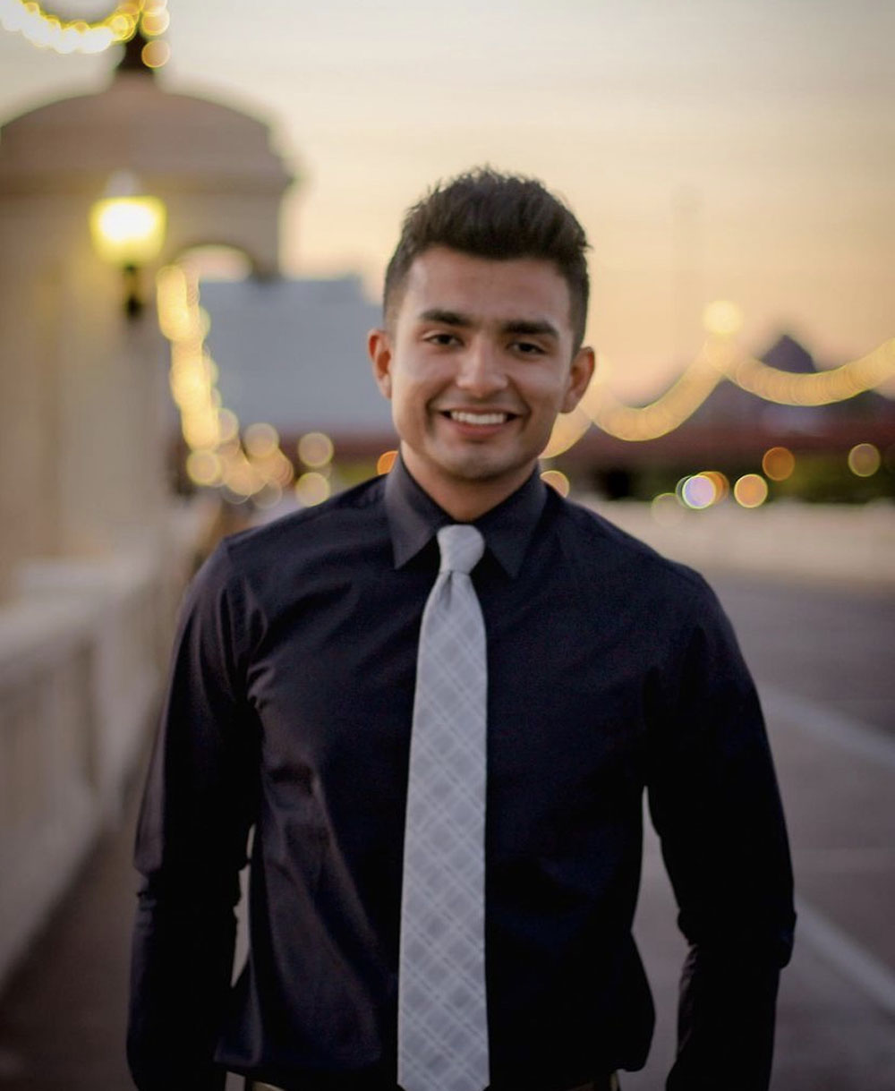 Erick on Mill Ave bridge with bokeh