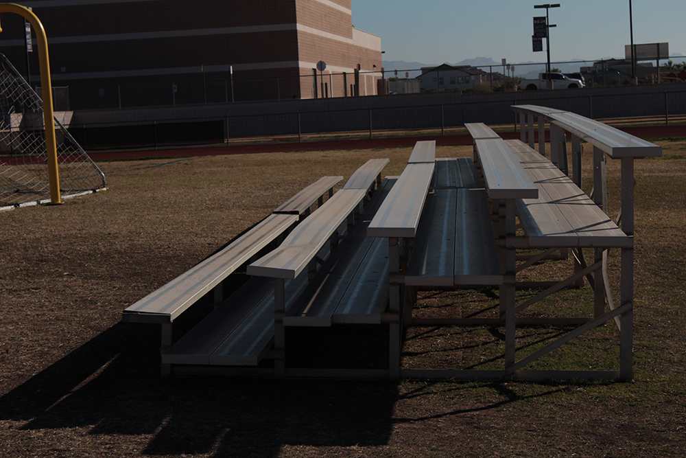 The bleacher at the Desert Ridge football field.