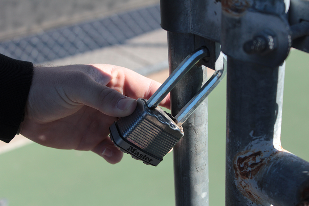 Lock in the DRHS courtyard.