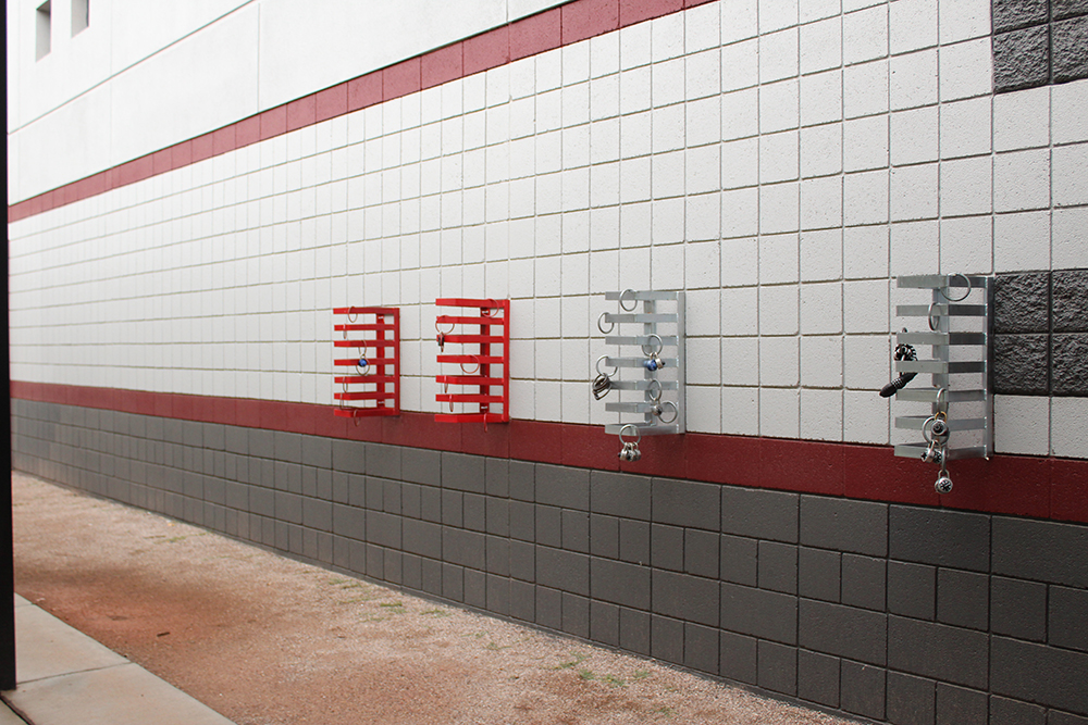 The skateboard rack at DRHS.