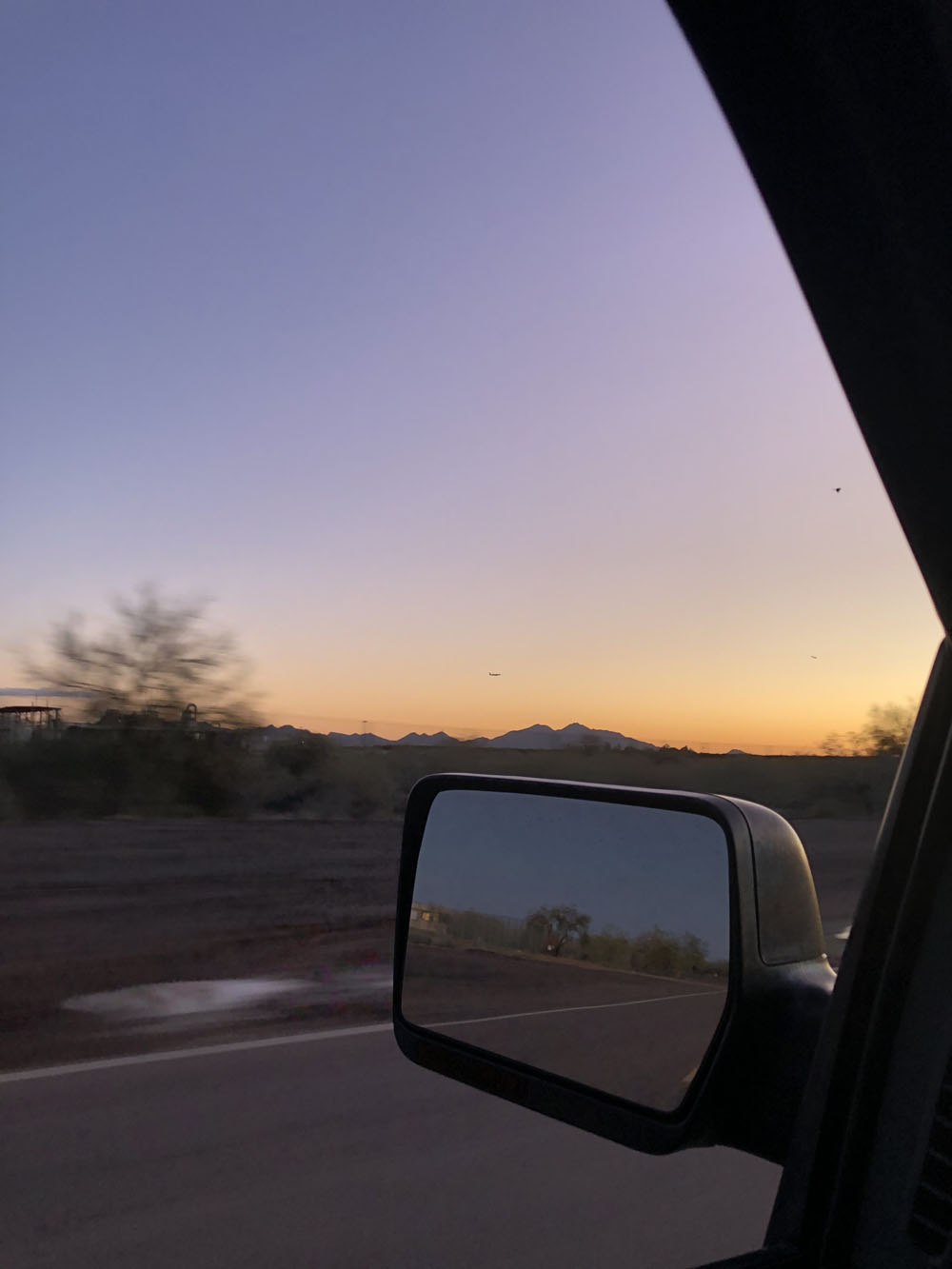 side mirror sunset