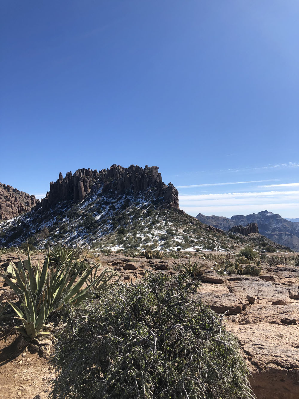 snowy mountain on top of flat iron