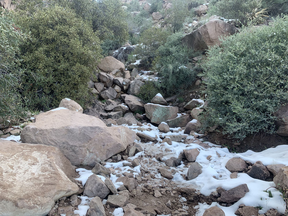 snowy rocks