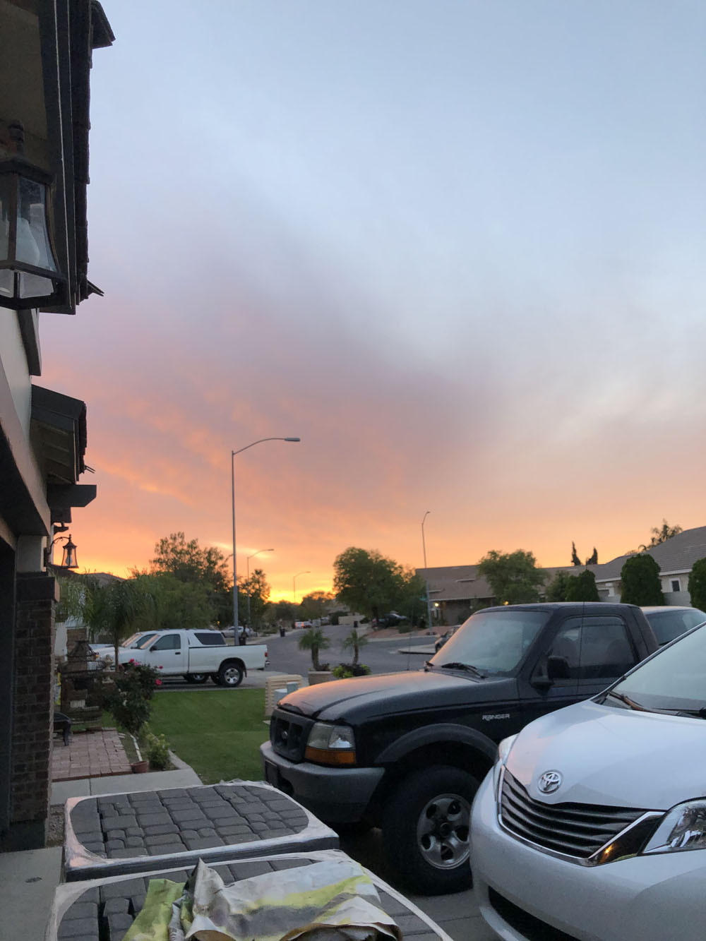 pretty sunset with cars