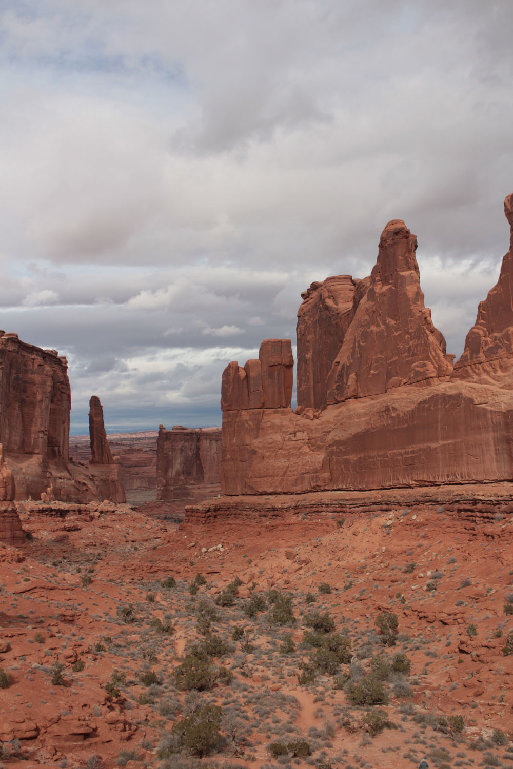 City outllook at Arches National Park. The rocks look like buildings.